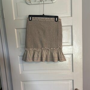 Pilcro Striped Tan Mini Skirt with Ruffle Hem